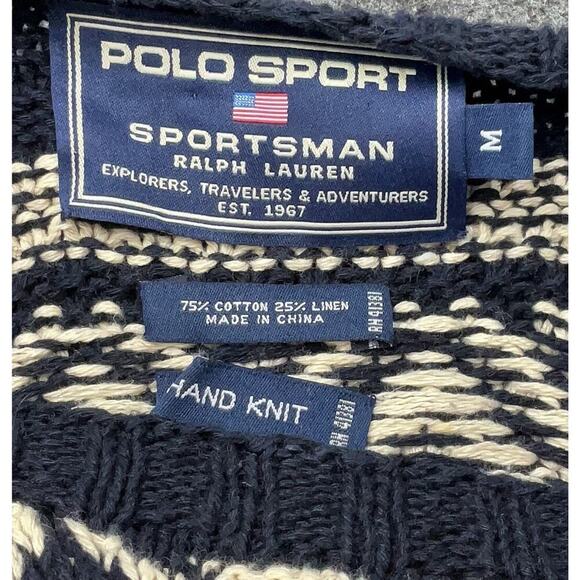 Vintage 90s POLO SPORT SPORTSMAN RALPH LAUREN Hand Knit Sweater Pattern Mens M - Picture 3 of 3